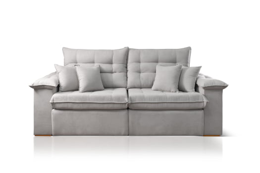 SOFÁ ELEONORA EM MOLAS BONNEL COM 2,50M - TECIDO EM VELUDO CINZA 562