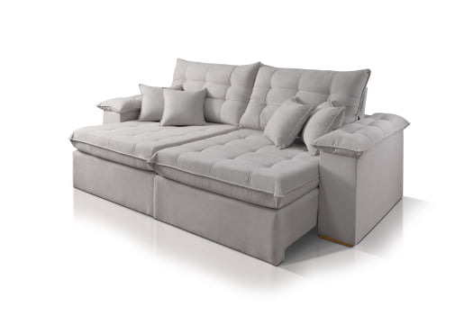 SOFÁ ELEONORA EM MOLAS BONNEL COM 2,50M - TECIDO EM VELUDO CINZA 562