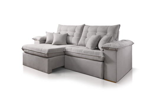 SOFÁ ELEONORA EM MOLAS BONNEL COM 2,50M - TECIDO EM VELUDO CINZA 562