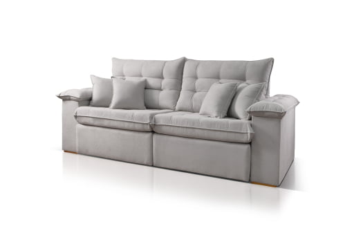 SOFÁ ELEONORA EM MOLAS BONNEL COM 2,50M - TECIDO EM VELUDO CINZA 562