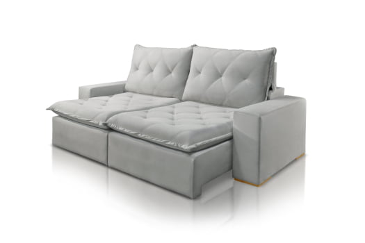 SOFÁ ELISA EM MOLAS BONNEL FLEX COM 2,50M -  TECIDO VELUDO CINZA 562