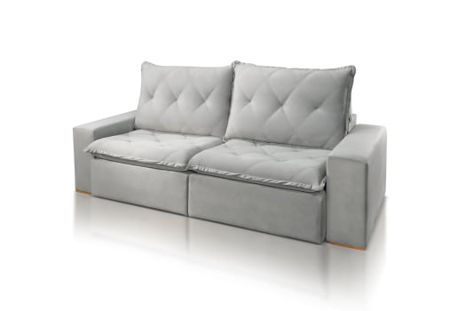 SOFÁ ELISA EM MOLAS BONNEL FLEX COM 2,50M -  TECIDO VELUDO CINZA 562