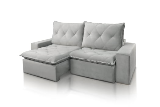 SOFÁ ELISA EM MOLAS BONNEL FLEX COM 2,50M -  TECIDO VELUDO CINZA 562