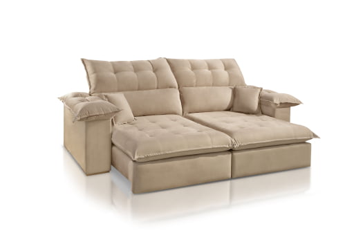 SOFÁ EVA EM MOLAS ENSACADAS COM 2,50M - TECIDO VELUDO BEGE 561