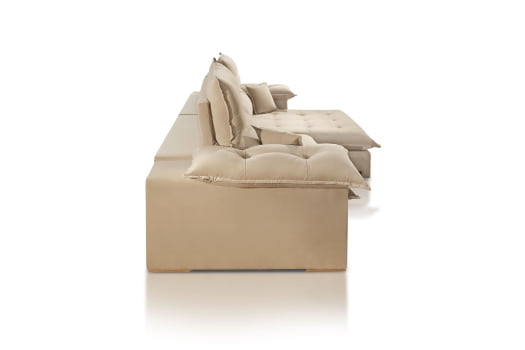 SOFÁ EVA EM MOLAS ENSACADAS COM 2,50M - TECIDO VELUDO BEGE 561