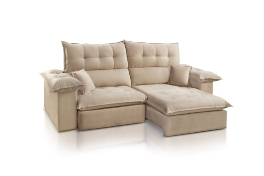 SOFÁ EVA EM MOLAS ENSACADAS COM 2,50M - TECIDO VELUDO BEGE 561