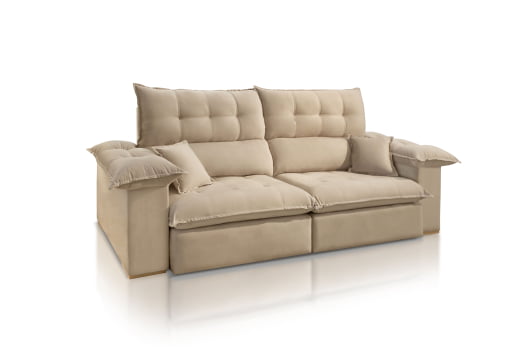 SOFÁ EVA EM MOLAS ENSACADAS COM 2,50M - TECIDO VELUDO BEGE 561