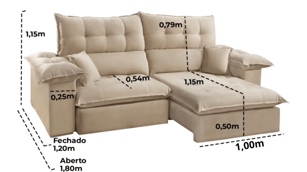 SOFÁ EVA EM MOLAS ENSACADAS COM 2,50M - TECIDO VELUDO BEGE 561