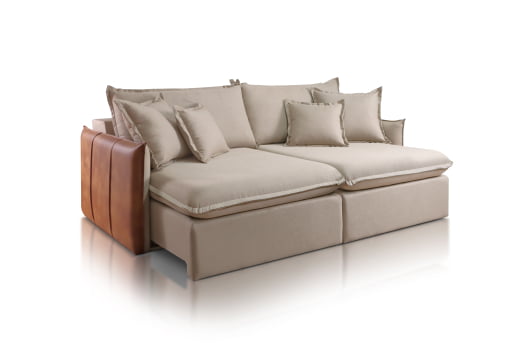 SOFÁ FRANCESCA EM MOLAS BONNEL FLEX COM 2,40M - TECIDO EM SARJA CINZA 526