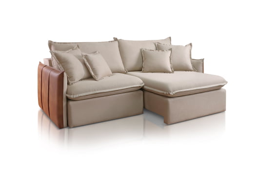 SOFÁ FRANCESCA EM MOLAS BONNEL FLEX COM 2,40M - TECIDO EM SARJA CINZA 526