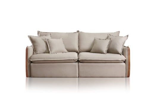 SOFÁ FRANCESCA EM MOLAS BONNEL FLEX COM 2,40M - TECIDO EM SARJA CINZA 526