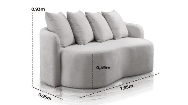 SOFÁ GRACIE COM 1,85M - TECIDO EM BUCLÊ 634