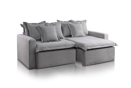 SOFÁ HELGA EM MOLAS BONNEL FLEX COM 2,30M - TECIDO BUCLÊ CINZA 515