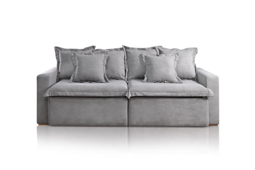SOFÁ HELGA EM MOLAS BONNEL FLEX COM 2,30M - TECIDO BUCLÊ CINZA 515