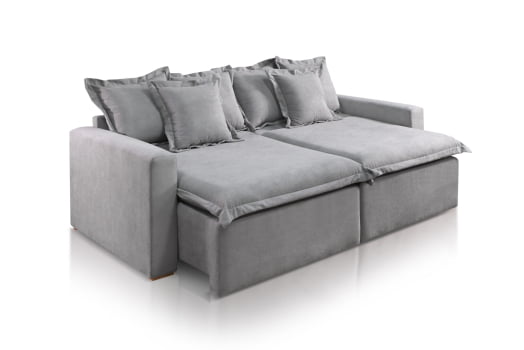 SOFÁ HELGA EM MOLAS BONNEL FLEX COM 2,30M - TECIDO BUCLÊ CINZA 515