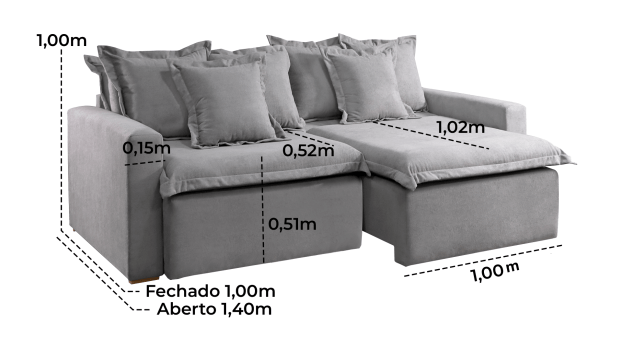 SOFÁ HELGA EM MOLAS BONNEL FLEX COM 2,30M - TECIDO BUCLÊ CINZA 515