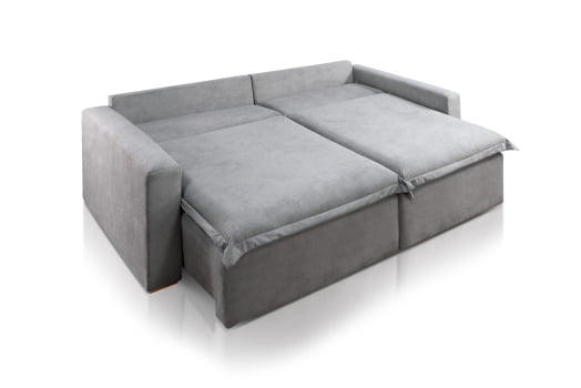 SOFÁ HELGA EM MOLAS BONNEL FLEX COM 2,30M - TECIDO BUCLÊ CINZA 515