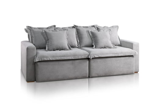 SOFÁ HELGA EM MOLAS BONNEL FLEX COM 2,30M - TECIDO BUCLÊ CINZA 515