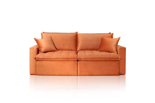 SOFÁ KAREN EM MOLAS BONNEL FLEX COM 2,40M - TECIDO LINHÃO TERRACOTA 628
