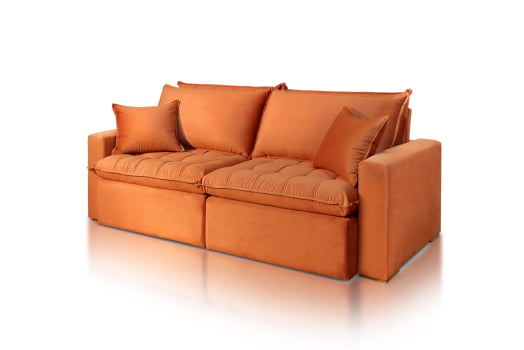 SOFÁ KAREN EM MOLAS BONNEL FLEX COM 2,40M - TECIDO LINHÃO TERRACOTA 628