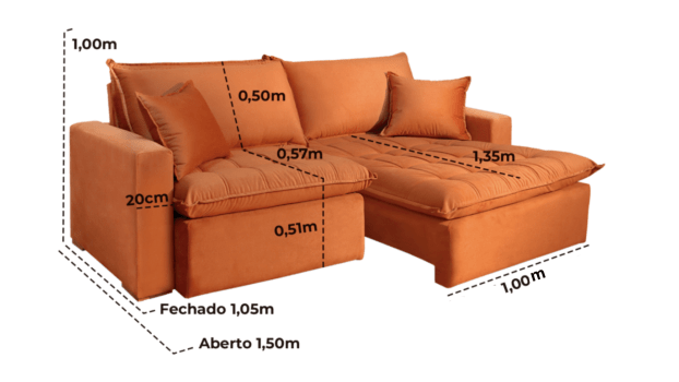 SOFÁ KAREN EM MOLAS BONNEL FLEX COM 2,40M - TECIDO LINHÃO TERRACOTA 628