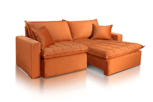 SOFÁ KAREN EM MOLAS BONNEL FLEX COM 2,40M - TECIDO LINHÃO TERRACOTA 628