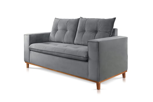 SOFÁ LISA 3 E 2 LUGARES COM 1,97M/1,47M - TECIDO EM VELUDO CHUMBO 526