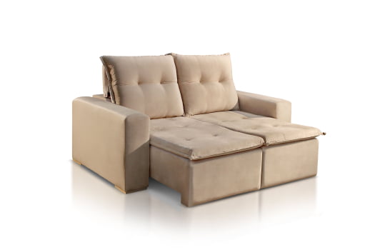 SOFÁ MANUELA EM MOLAS BONNEL COM 2,20M - TECIDO VELUDO BEGE 561