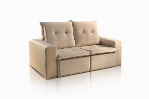 SOFÁ MANUELA EM MOLAS BONNEL COM 2,20M - TECIDO VELUDO BEGE 561