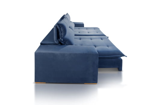 SOFÁ LORENA EM MOLAS ENSACADAS COM 2,50M - TECIDO EM VELUDO AZUL 529