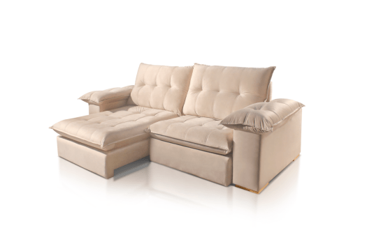 SOFÁ LUZIA EM MOLAS ENSACADAS COM 2,50M - TECIDO VELUDO BEGE 561