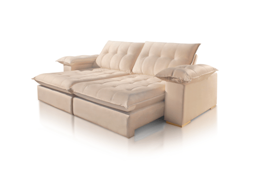 SOFÁ LUZIA EM MOLAS ENSACADAS COM 2,50M - TECIDO VELUDO BEGE 561