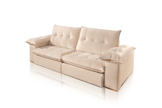 SOFÁ LUZIA EM MOLAS ENSACADAS COM 2,50M - TECIDO VELUDO BEGE 561