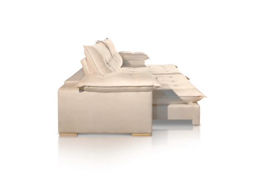 SOFÁ LUZIA EM MOLAS ENSACADAS COM 2,50M - TECIDO VELUDO BEGE 561