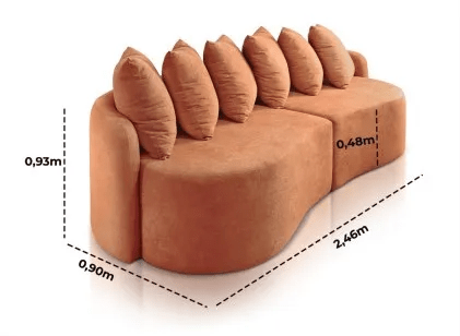 SOFÁ MAGNÓLIA COM 2,46M - TECIDO BUCLÊ TERRACOTA 510