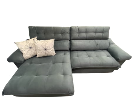 SOFÁ RETRÁTIL AMARIS COM 2,90M - VELUDO CINZA GRAFITE C826