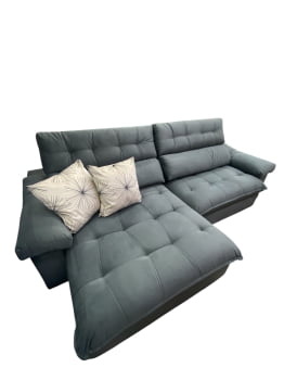 SOFÁ RETRÁTIL AMARIS COM 2,90M - VELUDO CINZA GRAFITE C826