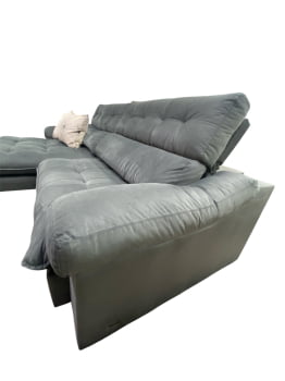 SOFÁ RETRÁTIL AMARIS COM 2,90M - VELUDO CINZA GRAFITE C826