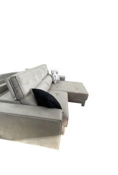 SOFÁ RETRÁTIL DAMASCO COM 2,50M - VELUDO CINZA C265