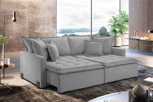 SOFA RETR SF.2360 ZOE 260CM LINHO SAT CINZA/07 - INNOVE
