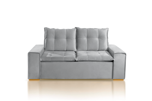 SOFÁ SABRINA 3 E 2 LUGARES COM  1,97M/1,47M - TECIDO EM VELUDO CINZA 525