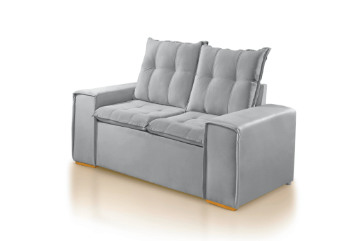 SOFÁ SABRINA 3 E 2 LUGARES COM  1,97M/1,47M - TECIDO EM VELUDO CINZA 525