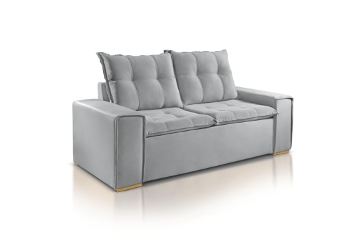 SOFÁ SABRINA 3 E 2 LUGARES COM  1,97M/1,47M - TECIDO EM VELUDO CINZA 525