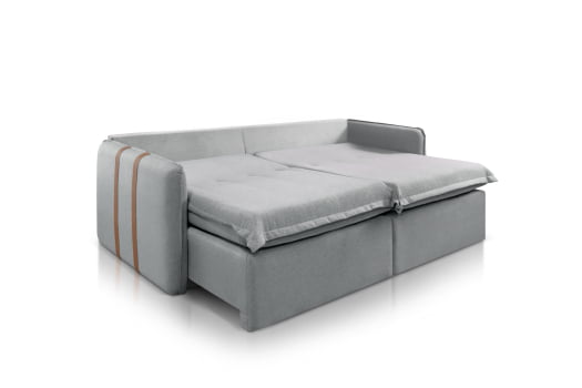 SOFÁ SABRINA EM MOLAS BONNEL FLEX COM 2,20M - TECIDO BUCLÊ CINZA 515