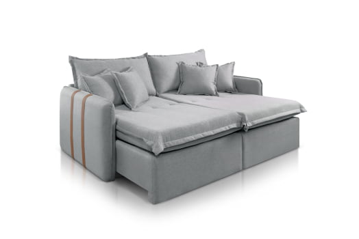 SOFÁ SABRINA EM MOLAS BONNEL FLEX COM 2,20M - TECIDO BUCLÊ CINZA 515