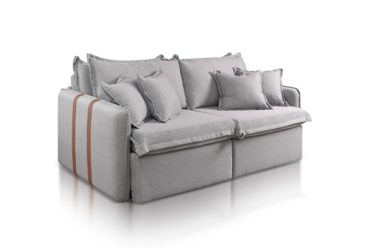 SOFÁ SABRINA EM MOLAS BONNEL FLEX COM 2,20M - TECIDO BUCLÊ CINZA 515