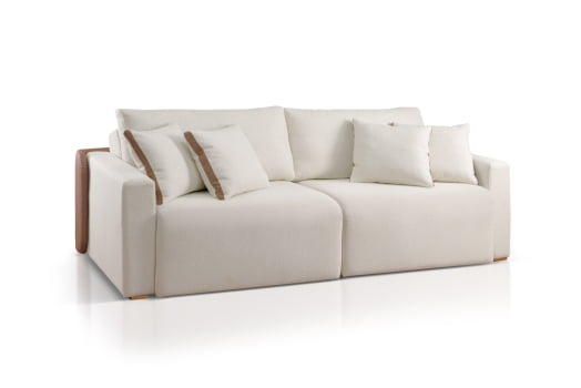 SOFÁ SAMANTHA EM MOLAS ENSACADAS COM 2,30M - TECIDO LINHO BEGE 564