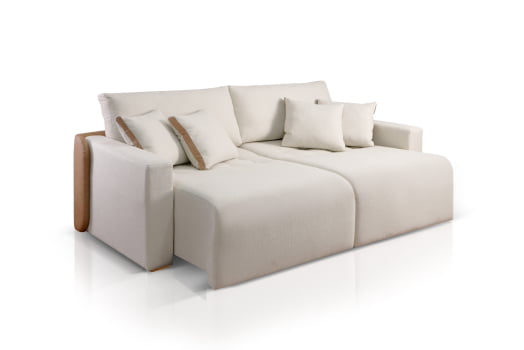 SOFÁ SAMANTHA EM MOLAS ENSACADAS COM 2,30M - TECIDO LINHO BEGE 564