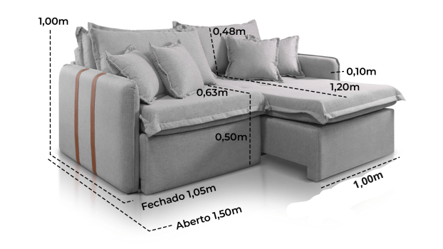 SOFÁ SILVIA EM MOLAS BONNEL FLEX COM 2,30M - TECIDO LINHO CINZA 566