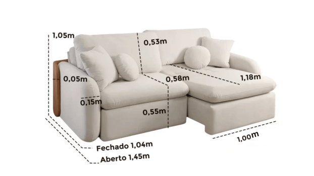SOFÁ SOFIA EM MOLAS ENSACADAS COM 2,30M - TECIDO EM LINHO BEGE 564 
